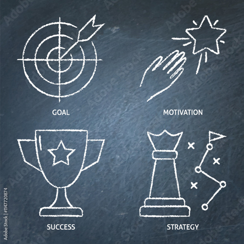 Motivation and success chalkboard icon set