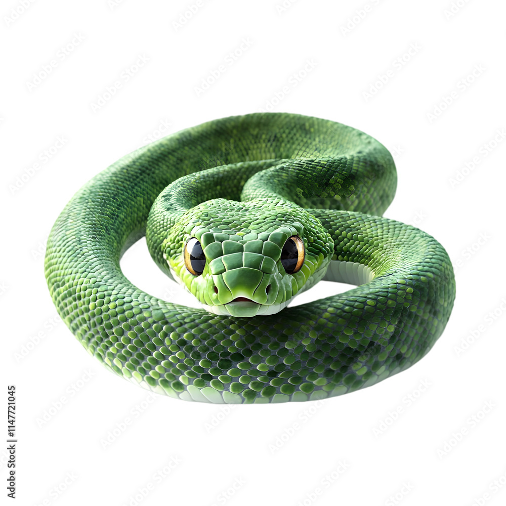 Fototapeta premium green snake in transparent background 