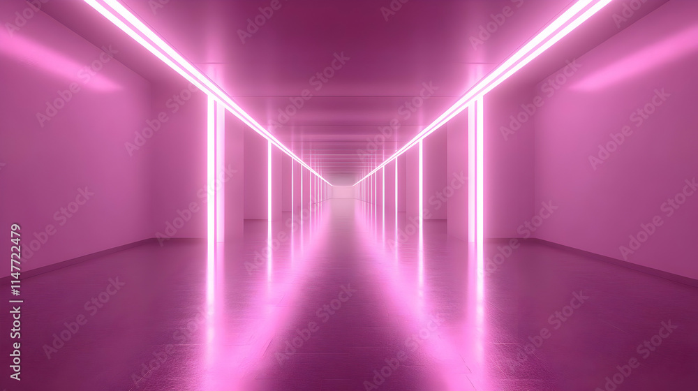 Pink Neon Corridor 3D Render Pink Neon Corridor 3D Render