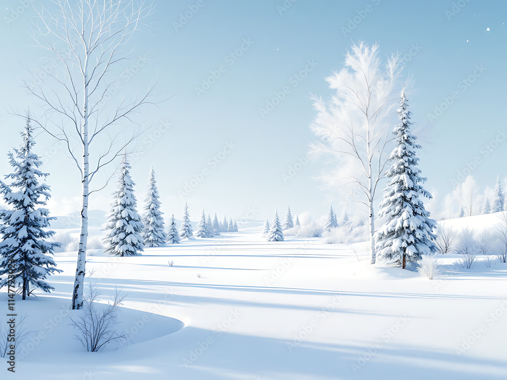 Fototapeta premium winter landscape with trees and snow
