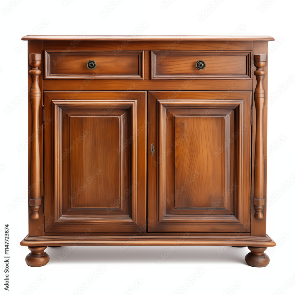 Wooden Sideboard Two Drawers Two Doors Classic Furniture Brown Wood Cabinet Vintage Style Wooden Sideboard Two Drawers Two Doors Classic Furniture Brown Wood Cabinet Vintage Style
