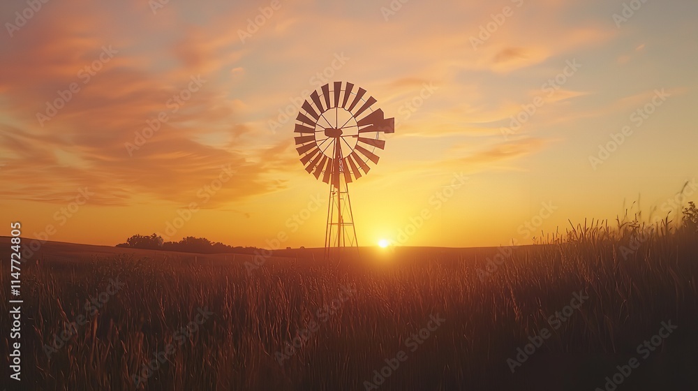 Lonely Windmill in Countryside at Sunset 16K Resolution Lonely Windmill in Countryside at Sunset 16K Resolution