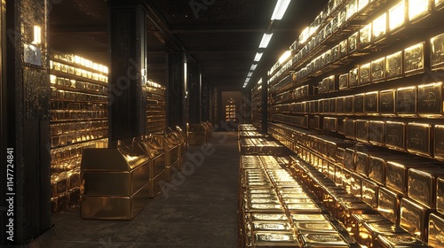 Wallpaper Mural Gold Bullion Vault with Rows of Gold Bars Displaying Their Weight Torontodigital.ca
