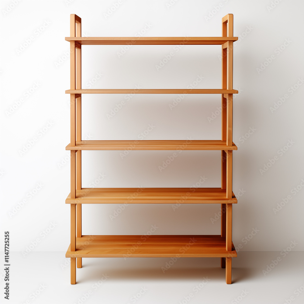 Empty Wooden Bookshelf 5 Shelves Light Wood Minimalist Design Home Decor Empty Wooden Bookshelf 5 Shelves Light Wood Minimalist Design Home Decor