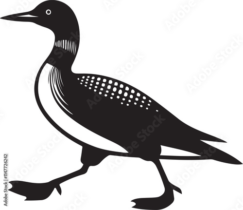 Walking Loon Silhouette Vector Illustration Graphic