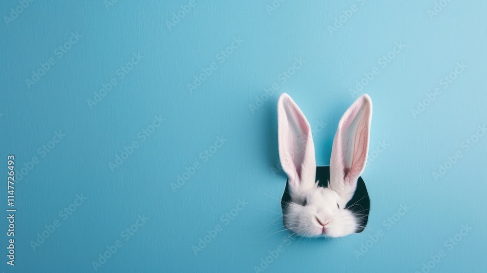 Obraz premium Easter Bunny Peeking Through a Hole