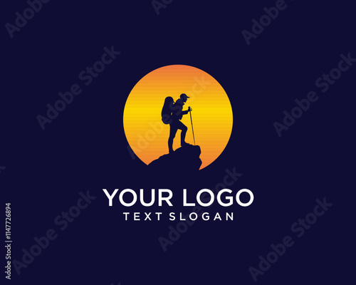 Moon silhouette logo of a climber