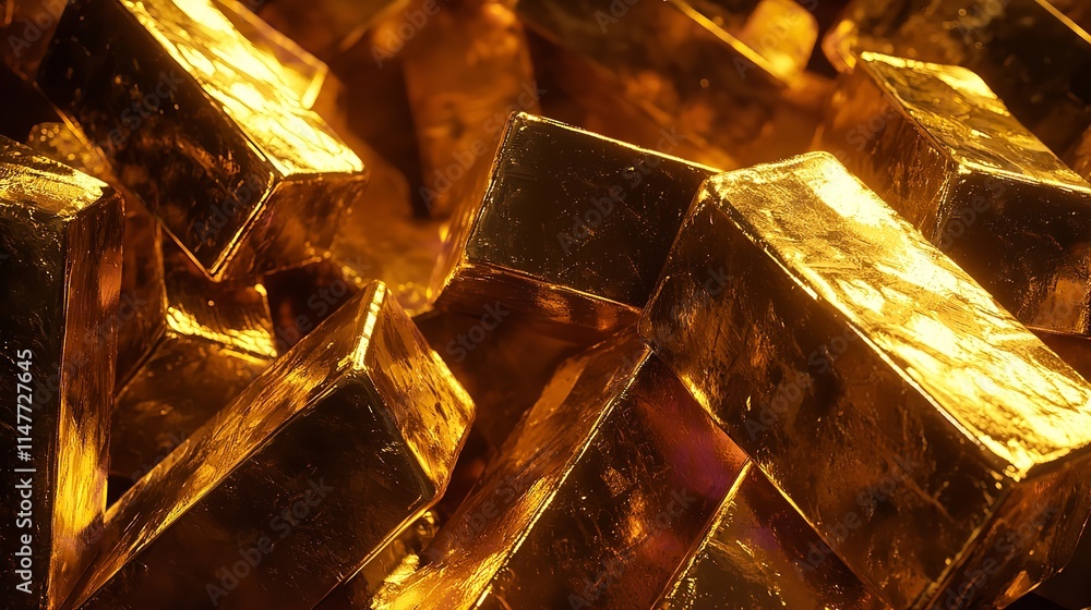 Golden Ingots Background with Stack of Gold Bullion Golden Ingots Background with Stack of Gold Bullion