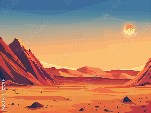 Martian Landscapes: Exploring the Red Planet's Diverse Terrain and Past Water Activity Through Animated Illustrations