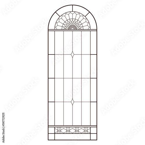 Catholic Christian arch frame. Church window. Colouring page for adult.