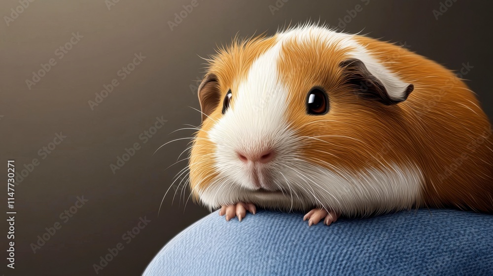 Adorable Guinea Pig on Blue Jeans - Close-Up Portrait Adorable Guinea Pig on Blue Jeans - Close-Up Portrait