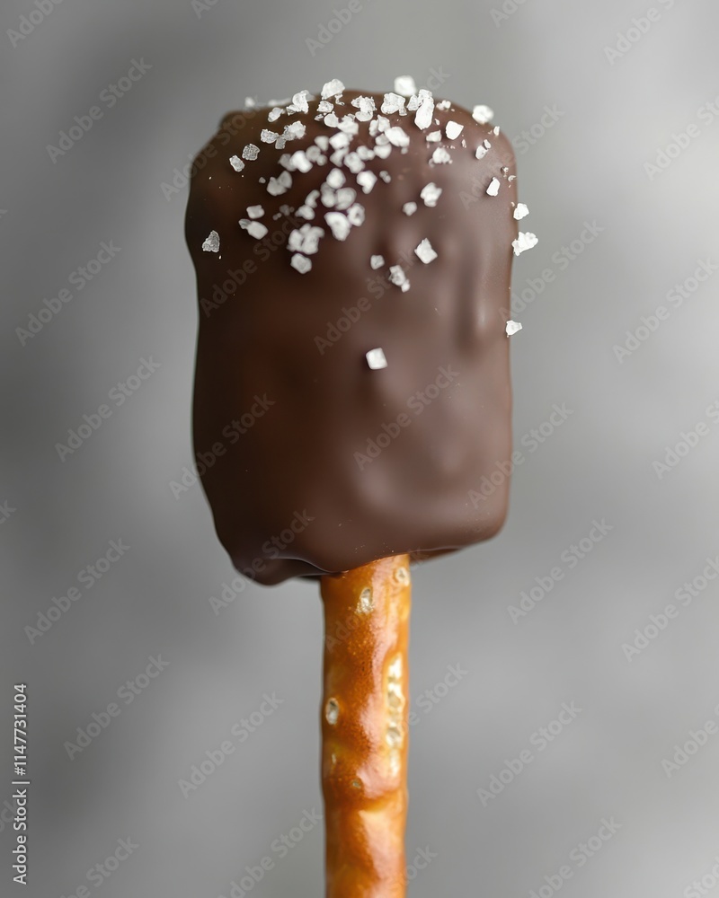 Obraz premium Sweet Chocolate Covered Pretzel Rod with Crunchy Topping