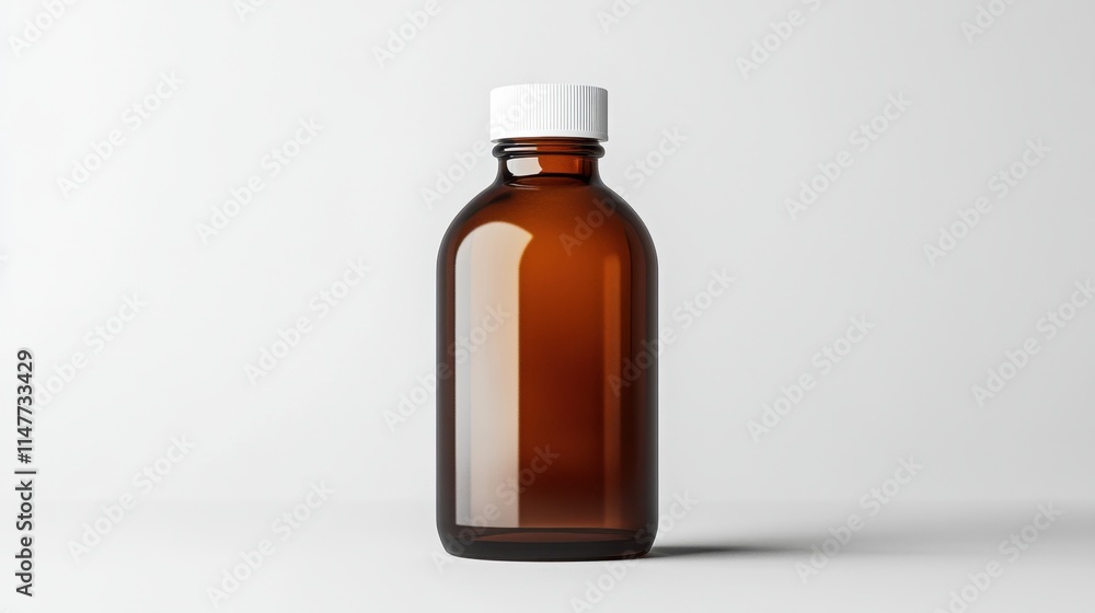 Clear Amber Glass Bottle with White Cap for Pharmaceutical Use Clear Amber Glass Bottle with White Cap for Pharmaceutical Use
