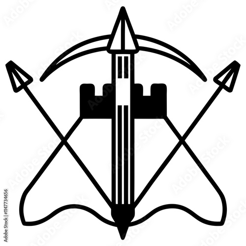 Crossbows and longbows silhouette vector icon illustration,crossbow,longbow on white background.