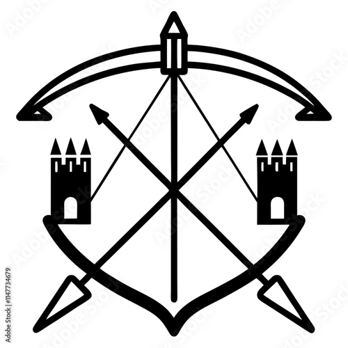 Crossbows and longbows silhouette vector icon illustration,crossbow,longbow on white background.