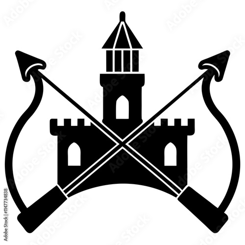 Crossbows and longbows silhouette vector icon illustration,crossbow,longbow on white background.