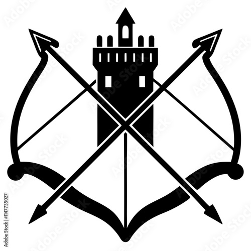 Crossbows and longbows silhouette vector icon illustration,crossbow,longbow on white background.
