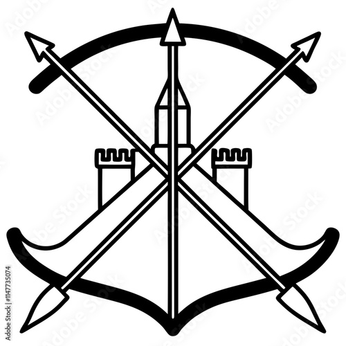 Crossbows and longbows silhouette vector icon illustration,crossbow,longbow on white background.