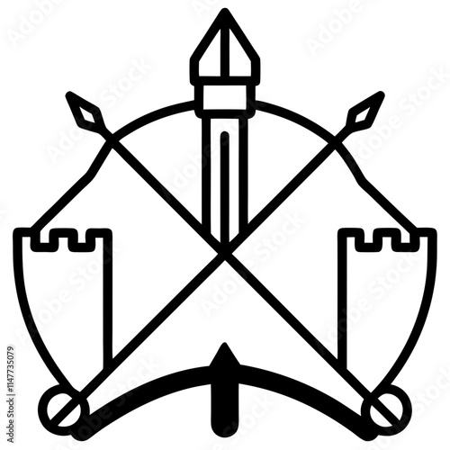 Crossbows and longbows silhouette vector icon illustration,crossbow,longbow on white background.