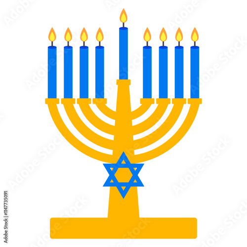 Happy Hanukkah Day, Digital Art Illustration.