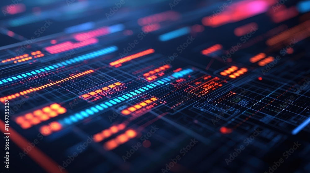 Abstract Digital Background with Neon Data Lines and Patterns Abstract Digital Background with Neon Data Lines and Patterns