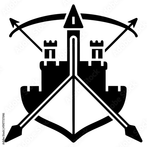 Crossbows and longbows silhouette vector icon illustration,crossbow,longbow on white background.
