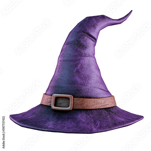 a purple person hat with a brown belt photo