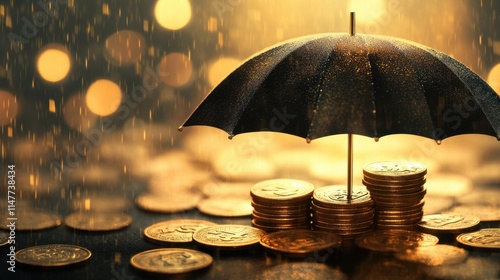 Wallpaper Mural Umbrella Shielding Coins from Rain with Beautiful Bokeh Background Torontodigital.ca