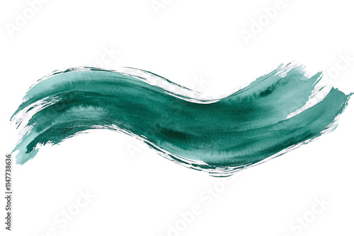 teal watercolor wave brush stroke on transparent background photo