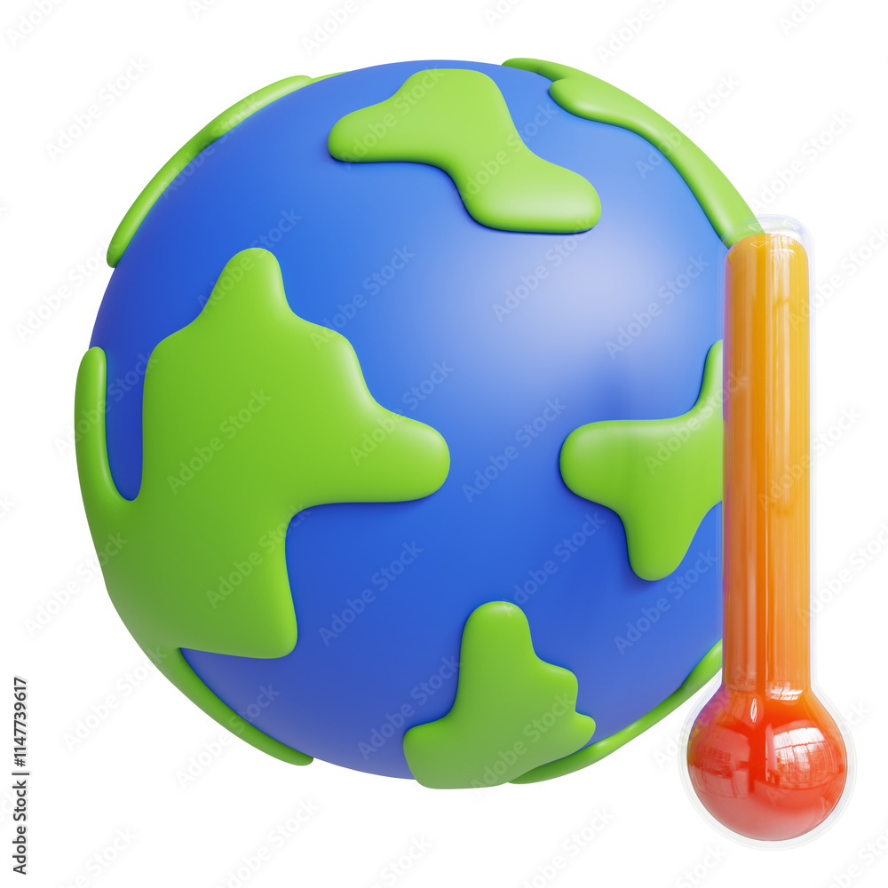 Earth high temperature 3d rendered icon. Climate change 3d illustration Earth high temperature 3d rendered icon. Climate change 3d illustration