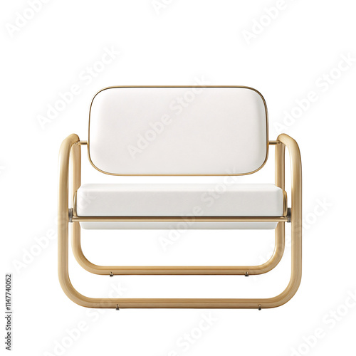 a white chair with wooden legs