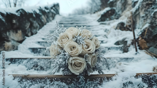 Snowy Winter Roses: A Frosty Floral Illustration