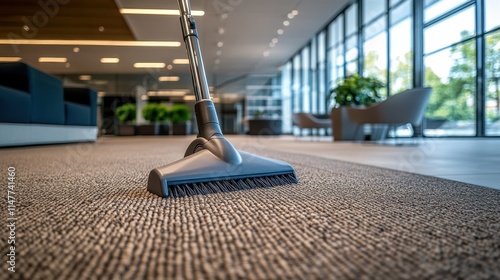 Wallpaper Mural Vacuum cleaner head on carpet in modern office. Illustrates professional cleaning services and workplace hygiene. Torontodigital.ca