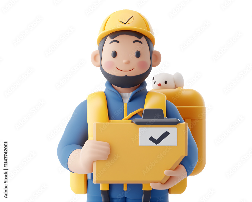 Delivery Worker with Checkmarked Box and Clipboard Delivery Worker with Checkmarked Box and Clipboard
