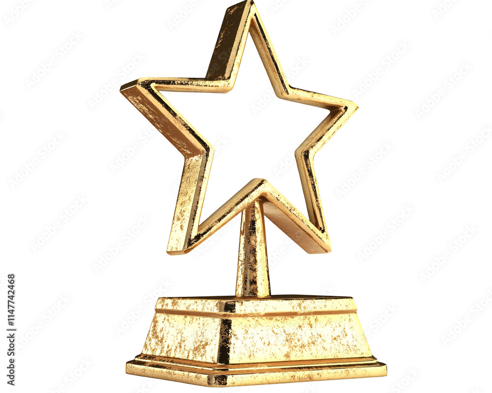 Gold Star Trophy with Distressed Texture Gold Star Trophy with Distressed Texture