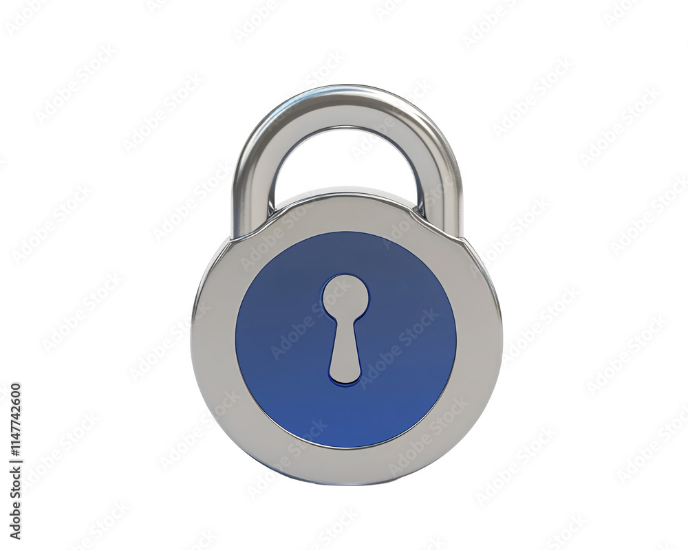 Silver Padlock with Round Blue Center and Keyhole Silver Padlock with Round Blue Center and Keyhole
