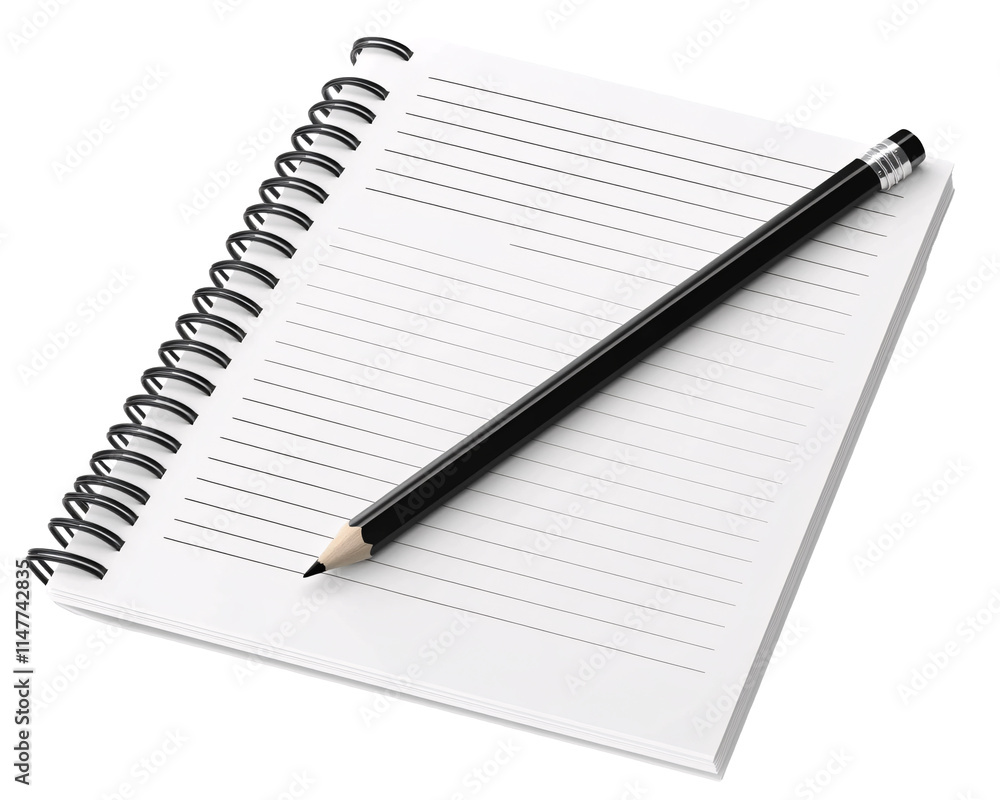 Notebook with Lined Paper and Black Pencil Notebook with Lined Paper and Black Pencil