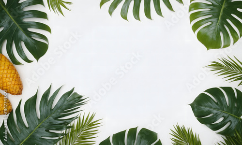 frame with palm leaves photo