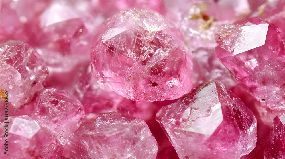 Pink Crystal Cluster Macro Photo Pink Crystal Cluster Macro Photo