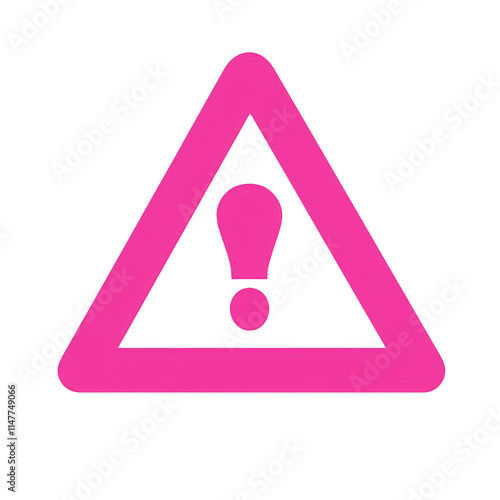 pink icon of Warning isolated on a transparent background Minimalist flat icon, vector logo style sign clipart on a no background png