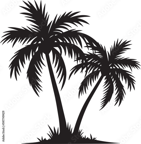 Tropical Palm Tree Silhouette Minimalist Vector Illustration