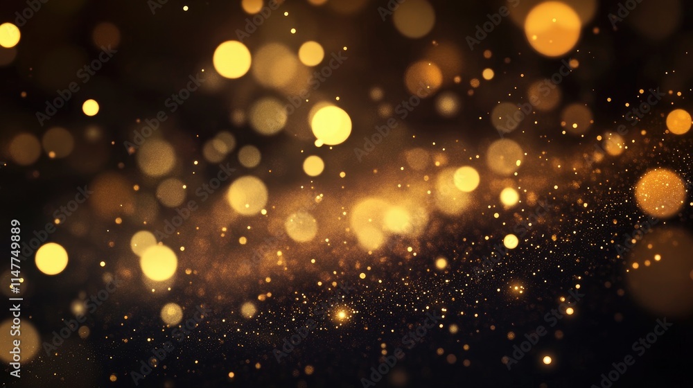 Golden falling stars create sparkling trails of light on a dark background, with soft bokeh circles illuminating the scene for a dreamy ambiance. Golden falling stars create sparkling trails of light on a dark background, with soft bokeh circles illuminating the scene for a dreamy ambiance.