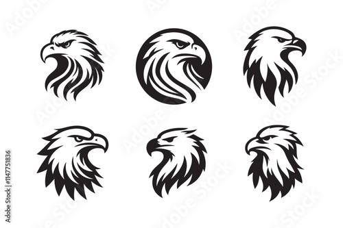 Set of Eagle head logo icon silhouette vector illustration photo