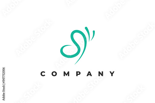 letter s butterfly modern minimal logo design