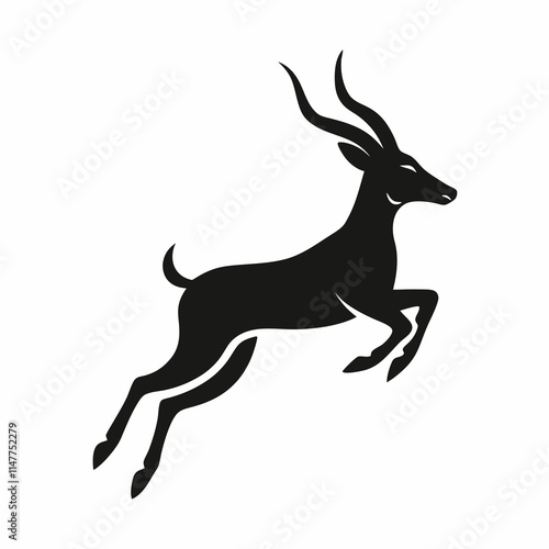 Wallpaper Mural Stylized Antelope Leaping Silhouette in Black and White Torontodigital.ca