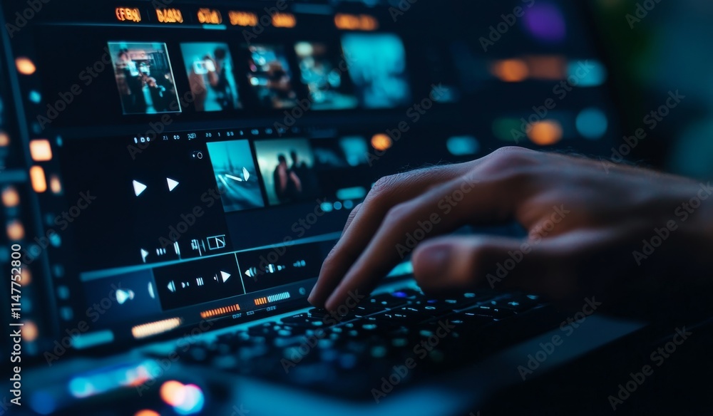 Close-up of a Hand Editing Videos on a Laptop Close-up of a Hand Editing Videos on a Laptop