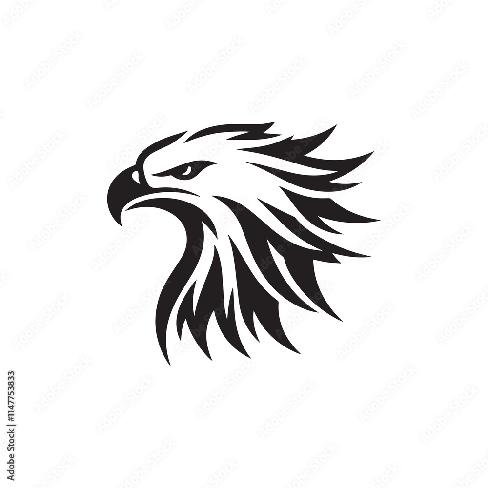 Eagle head silhouette vector illustration, head stylized logo Eagle head silhouette vector illustration, head stylized logo