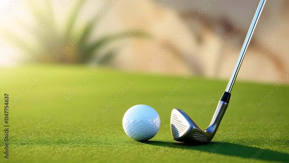 Obraz premium A golf ball and a golf club