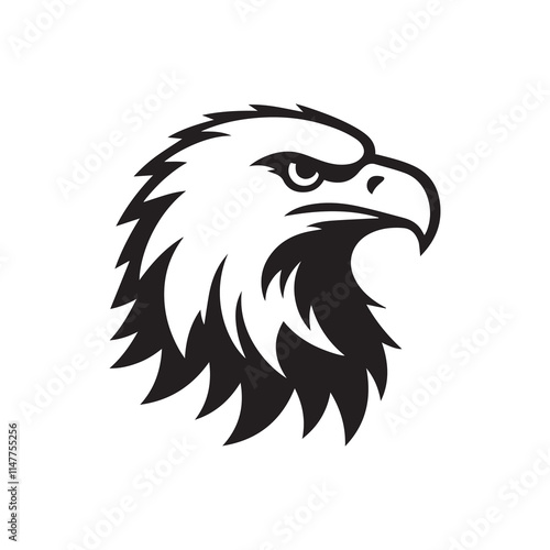 Eagle head silhouette vector illustration, head stylized logo