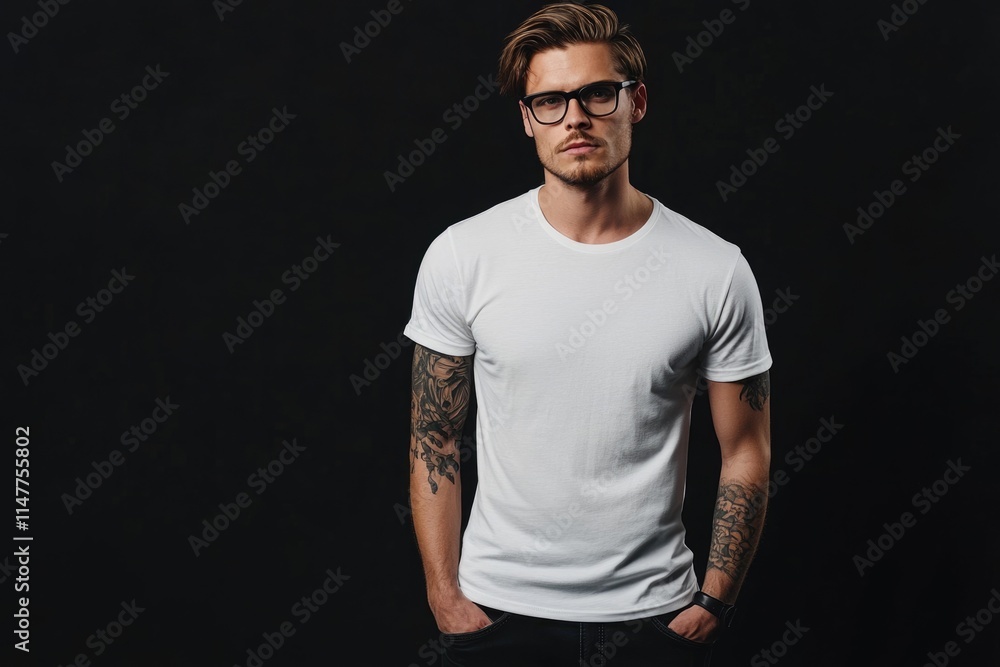 Hipster male model in blank t shirt and jeans. Hipster male model in blank t shirt and jeans.